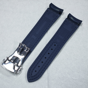 Correa para <span class=keywords><strong>Reloj</strong></span> <span class=keywords><strong>Omega</strong></span> <span class=keywords><strong>Seamaster</strong></span> Sport de 20mm 22mm con Extremos Curvos de Nylon y Goma Azul con Cierre Plateado Pulido y Característica Transpirable - Product Image 3