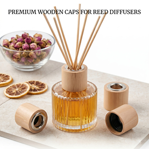 Vietnam WeWood Universal Threaded Leakproof Wood <b>Reed</b> <b>Diffuser</b> Cap with Silver Metal Insert Aromatherapy Bottle Collar - Product Image 1
