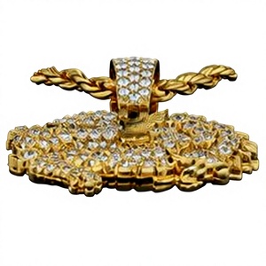 Collier unisexe hip-hop en alliage plaqué or 18 carats avec pendentif dragon chinois serti de zircons, cadeau de bijoux - Product Image 5