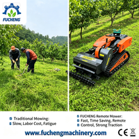 Tondeuse télécommandée sur chenilles FUCHENG multifonctionnelle pour la coupe de l'herbe en pente, dans les vergers et les jardins
