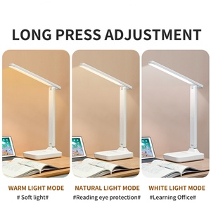 Lámpara de Escritorio Recargable con Intensidad Regulable, Lámpara Plegable para Dormitorio de Estudiantes, Luz Nocturna, Lámpara de Noche, Cuerpo de ABS de Tres Colores, Lámparas de Mesa para Interiores - Product Image 5