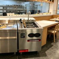 Cuiseur à pâtes à induction en acier inoxydable à six trous pour restaurant, station de cuisson ouverte