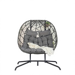 Muebles de Jardín Dobles, Silla de Ratán Moderna, Portátil, Cómoda y Relajante, Columpio para Uso en Interiores y Exteriores - Product Image 4