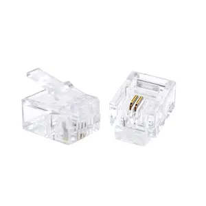 Conector modular transparente UTP 6P2C de 2 clavijas RJ11