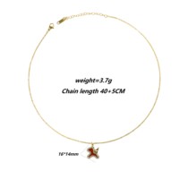 Ensemble de bijoux du zodiaque chinois à motif de cheval abstrait, 3 pièces en émail rouge et cristal, plaqué or PVD, acier inoxydable, collier, bracelet, boucles d'oreilles