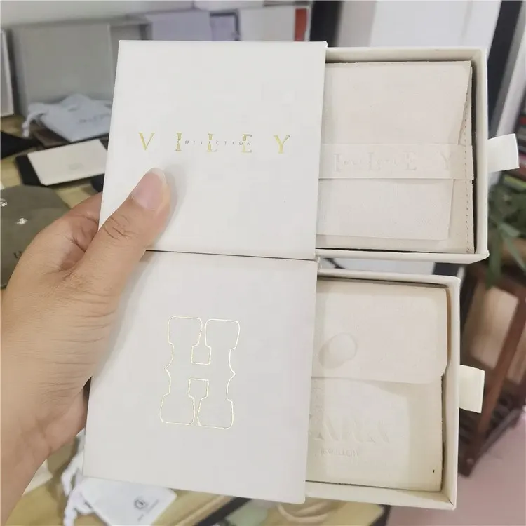 Chuanghua-bolsas de joyería en crema, embalaje de joyería con logotipo personalizado