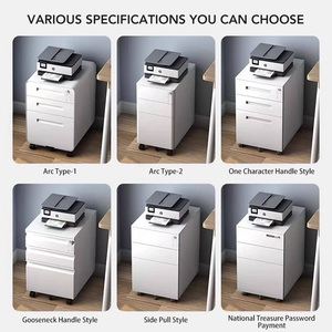 خزانة فولاذية متحركة موفرة للمساحة قابلة لتعديل الارتفاع مع 3 أدراج وعجلات - Product Image 5