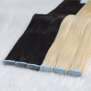 Vente en gros de ruban d'extension de cheveux humains vierges Remy alignés sur les cuticules en blond doublement dessiné vendeurs de cheveux d'extension de cheveux de ruban humain