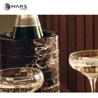 Rosso Levanto Seau à glace en marbre Refroidisseurs Seau à glace artisanal de haute qualité Usine Vente directe Glacière en marbre Refroidisseur de vin