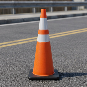 Cono de Tráfico de PVC de 70 cm - Cono de Seguridad Naranja de Alta Visibilidad con Cuello Reflectante, 1.8 kg, Base de 345x345 mm para Obras Viales y Estacionamiento - Product Image 3