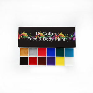Kit de peinture pour le visage et le corps à base d'eau naturelle professionnelle, non toxique, hypoallergénique, 12 couleurs, pinceaux, éponges pour enfants - Product Image 2