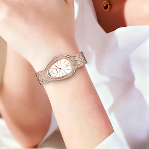 LIGE LG89275 bracciale ovale oro rosa acciaio ghiacciato <span class=keywords><strong>Roman</strong></span> orologio da donna elegante quarzo diamante orologio Vintage per ragazze - Product Image 6