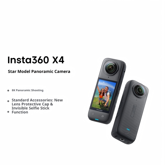 Insta360 X4 8K 360 Action Camera 6-Axis Gyro Anti-shake Wide Angle Touchscreen MicroSD Waterproof 10m for Ski Street Travel