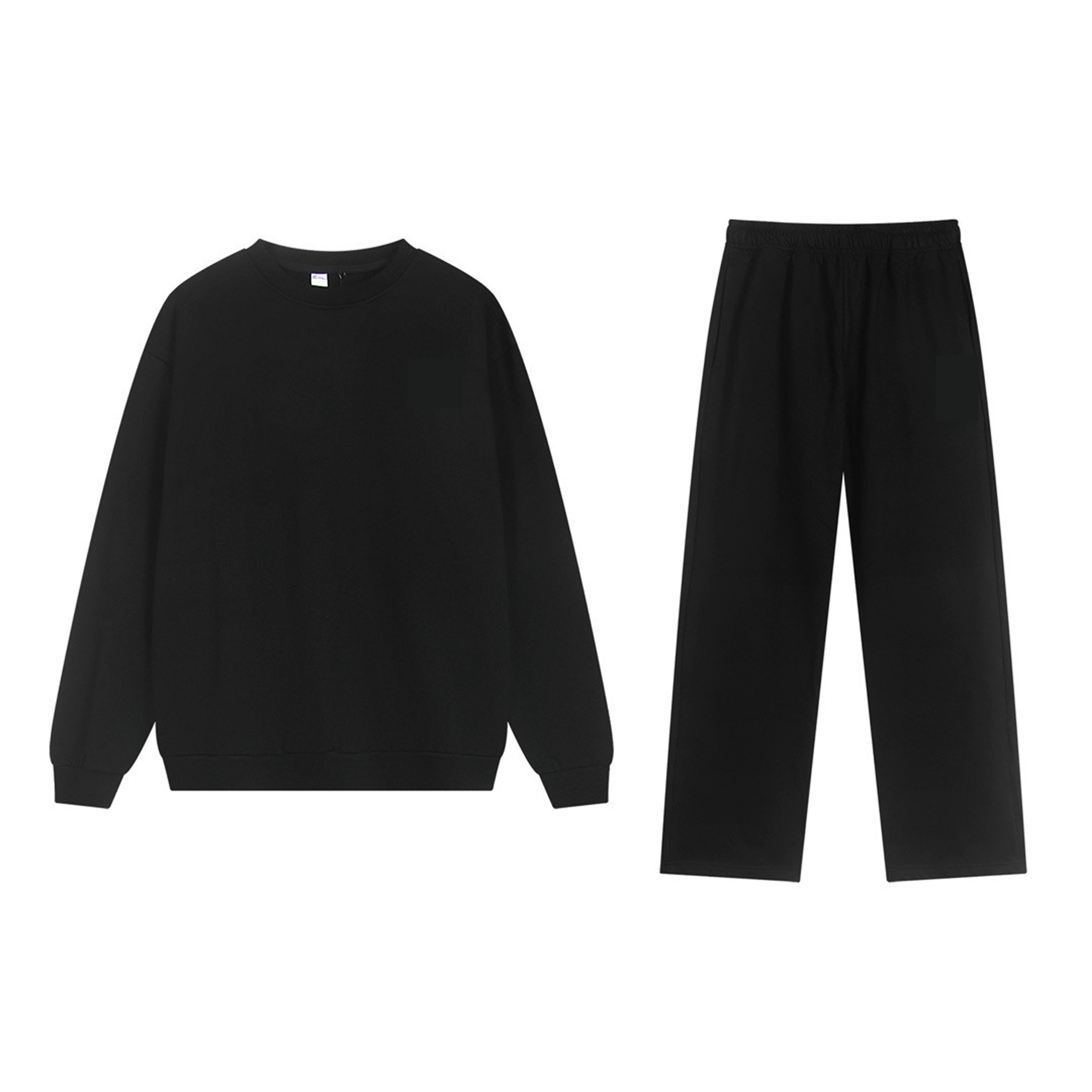 Black Round neck set-straight