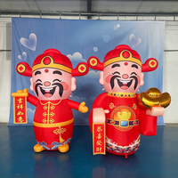 Mascotte gonflable géante rouge Cai Shen en tissu Oxford, Dieu de la Fortune tenant un lingot et un parchemin, pour le Festival du Printemps et les centres commerciaux