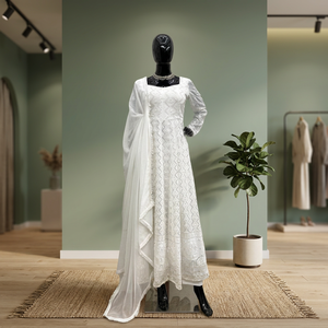 TENNECY - Conjunto de Pent y Dupatta de Gorgette con un Hermoso Diseño Moderno, Reversible, de Secado Rápido, Sin Arrugas, para Todas las Temporadas, Fiestas y Diwali - Product Image 1