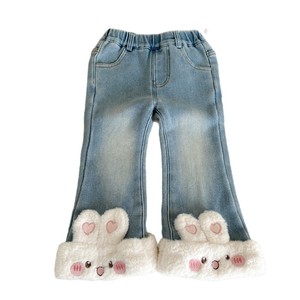 Tongxingyuan Girls Fleece Lined Jeans Mid Waist Straight Leg Winter Pants Childrens Clothing - Product Image 5