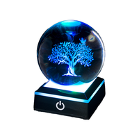 Vente en gros d'usine, personnalisation d'images 3D gravées au laser, éclairage LED, base tactile colorée, boule de verre en cristal clair K9, décoration d'intérieur