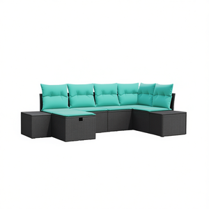 Black Poly <b>Rattan</b> Garden <b>Sofa</b> Set With Cushions Outdoor Furniture Contemporary Design - Product Image 1