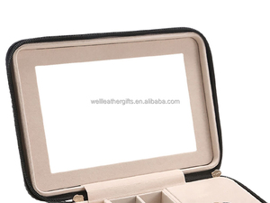 Logo personnalisé en cuir PU organisateur de <span class=keywords><strong>bijoux</strong></span> étui de rangement portable velours petit voyage étui à <span class=keywords><strong>bijoux</strong></span> <span class=keywords><strong>avec</strong></span> <span class=keywords><strong>miroir</strong></span> - Product Image 5