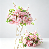 Rosa-Weiße Rosenblüten-Kugel als Tischdekoration, Hochwertige Künstliche Pomander-Kugel für Hochzeitsgang-Dekoration