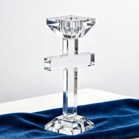 Chandelier en verre en forme de croix religieuse chrétienne, centre de table, pour bougies coniques, église, mariage, baptême