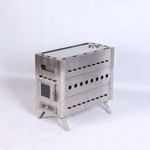 Estufa portátil de acero inoxidable para acampar de 43x27x29.5 cm, calentador de leña para exteriores, para uso en tiendas de campaña y saunas. - Product Image 1