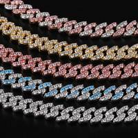 Hip Hop Ice Out 14/18K plaqué or 9mm Miami Diamant Cubain Lien Chaîne Collier Bracelet Chaînes De Glace Bijoux