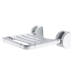 Siège de douche pliant mural en plastique et acier inoxydable 320x405mm pour personnes âgées, accessible aux toilettes - Product Image 4