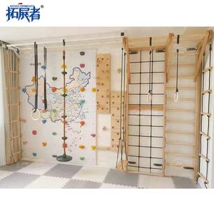 ผนังปีนป่ายสำหรับเด็ก ดีไซน์ใหม่ ปี 2025 พร้อมเชือกวงแหวนไม้ สำหรับพื้นที่เล่นในบ้าน - Product Image 3