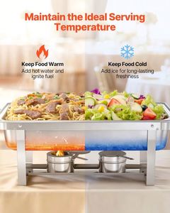 1/2/3 <b>Grid</b> Rectangle Chafing Dish Full Size Pans Buffet Catering Warmer Server Folding Stand Fuel Holder Tray - Product Image 3