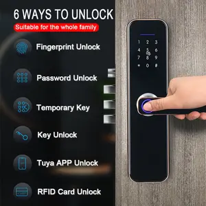 XSDTS F5 Tuya Wifi Digital Electronic Smart Door Lock With Biometric Fingerprint Password Key Unlock For Wooden Door