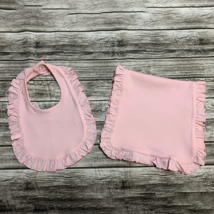 모노그램 핑크 아기 소녀 가운 세트 100% 면 유아 가운 턱받이 트림 천 세트 집에 가운 - Product Image 3