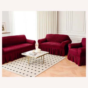 Housse de protection élégante 3D Bubble <span class=keywords><strong>Plaid</strong></span> Spandex Sofa Cover Protector avec jupe Easy Fitted High Stretch <span class=keywords><strong>pour</strong></span> canapés trois places - Product Image 1