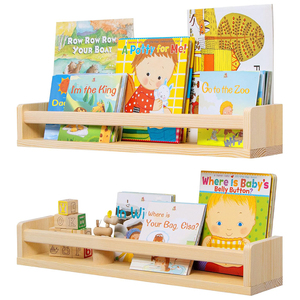 2er-Set Massivholz-Wandregal, Schwebendes Bücherregal für Kinderzimmer, Zur Aufbewahrung von Büchern, Spielzeug und Dekorationsartikeln - Product Image 1