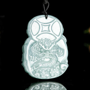 Colgante de Jadeíta Natural, el Dios de la Riqueza, Jade Azul Agua, Estilo Chino UNISEX, Regalo con Certificado de Tasación FG12 - Product Image 3