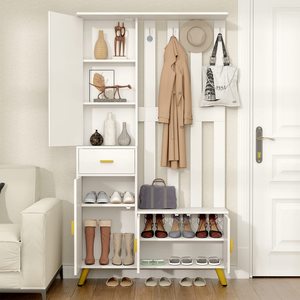 Hiện đại 5-in-1 freestanding Hall Tree thắp sáng gương lối vào áo Giá Giày tủ quần áo hàng may mặc kệ cho nhà khách sạn phòng khách - Product Image 3