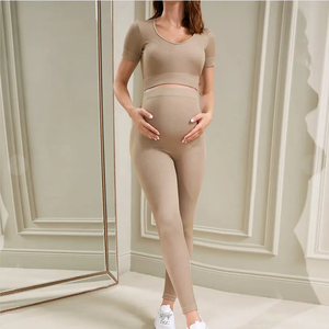 Femmes enceintes Yoga ensemble femmes ensemble serré confortable Yoga costume soutien pantalon abdominal séchage rapide vêtements <span class=keywords><strong>de</strong></span> <span class=keywords><strong>sport</strong></span> Fitness costumes - Product Image 1