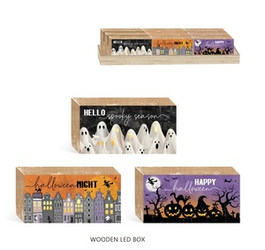 Letrero de caja de bloques de madera con diseño de <span class=keywords><strong>Halloween</strong></span> decorativo inspirador para decoración del hogar, arte de escritorio y puerta, artesanías de madera y cajas de madera - Product Image 4
