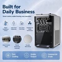 Nouvelle machine à glace molle commerciale 3 saveurs 25-28L/H de comptoir en acier inoxydable 304 2000W avec écran LED pour commerces