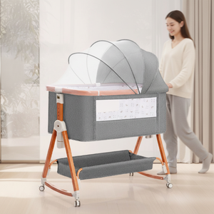 Cunas y moisés <span class=keywords><strong>para</strong></span> bebés con ajuste <span class=keywords><strong>de</strong></span> altura en 6 posiciones, tela 100% algodón orgánico certificado GOTS - Product Image 3