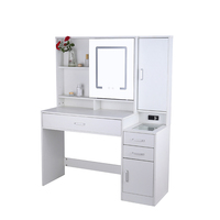 Miroir mobile blanc haute performance avec éclairage et 3 modes de couleur, coiffeuse avec tiroirs pour chambre à coucher
