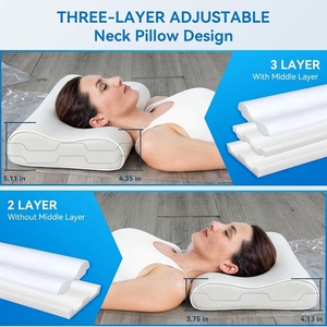 <span class=keywords><strong>Oreiller</strong></span> cervical orthopédique en mousse à mémoire de forme à hauteur réglable, <span class=keywords><strong>grand</strong></span> et mignon, idéal pour dormir sur le côté – Parfait pour hôtels - Product Image 1