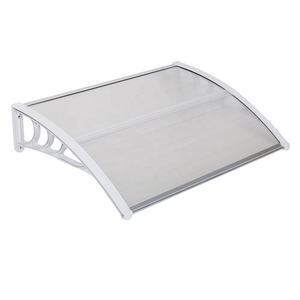 Panneau de protection contre la pluie en aluminium pour la maison, 100 x 80 cm, avec porte et fenêtre à commande manuelle, panneau transparent et support blanc - Product Image 1