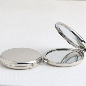 圆形金属紧凑型镜子激光雕刻促销礼品空白金属工艺品 - Product Image 2