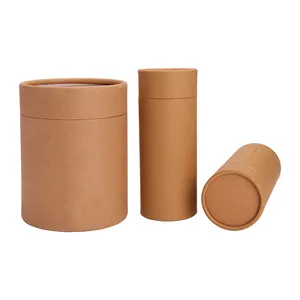 Kotak Silinder Kertas Kraft Coklat Ramah Lingkungan Kustom Kualitas Tinggi Tabung Kardus Tebal Solid