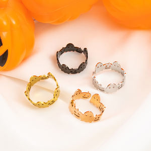 Halloween Pumpkinhead fantasma oro placcato in acciaio inossidabile 18K anello aperto gioielli di moda - Product Image 2