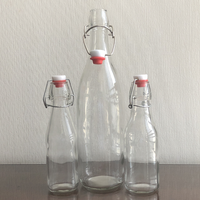 Bouteilles en verre transparent hermétiques avec couvercle à vis et bouchon basculant de 250 ml, 500 ml, 750 ml pour Kombucha, Kéfir, Jus, Huile, Vinaigre, Huile aromatisée