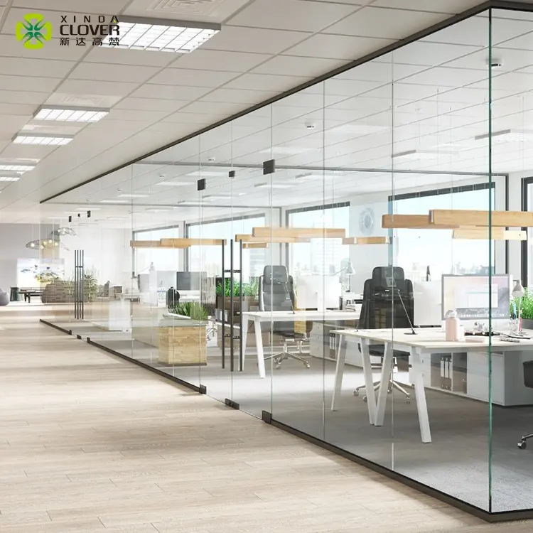 Foshan furniture manufacturer aluminum frameless glass office wall panels partition systems room divider