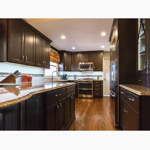 Çağdaş yüksek son laminat mutfak dolap kapakları tasarım siyah ahşap yeni model mutfak dolabı